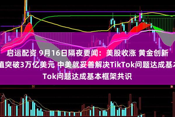启运配资 9月16日隔夜要闻：美股收涨 黄金创新高 谷歌市值突破3万亿美元 中美就妥善解决TikTok问题达成基本框架共识
