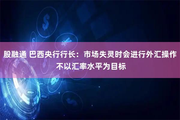 股融通 巴西央行行长：市场失灵时会进行外汇操作 不以汇率水平为目标