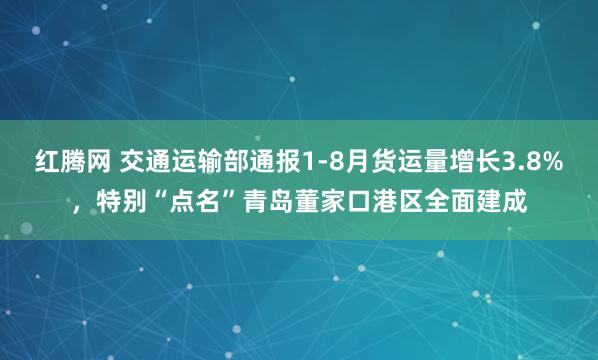 红腾网 交通运输部通报1-8月货运量增长3.8%，特别“点名”青岛董家口港区全面建成