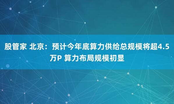 股管家 北京：预计今年底算力供给总规模将超4.5万P 算力布局规模初显
